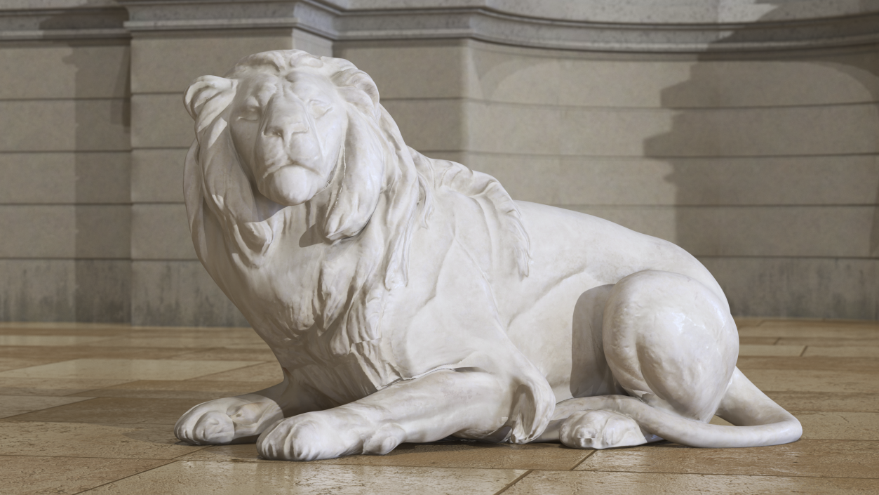 3D model White Outdoor Marble Lion Sculpture