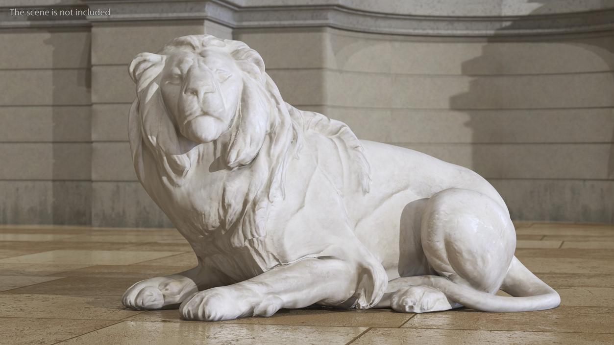 3D model White Outdoor Marble Lion Sculpture