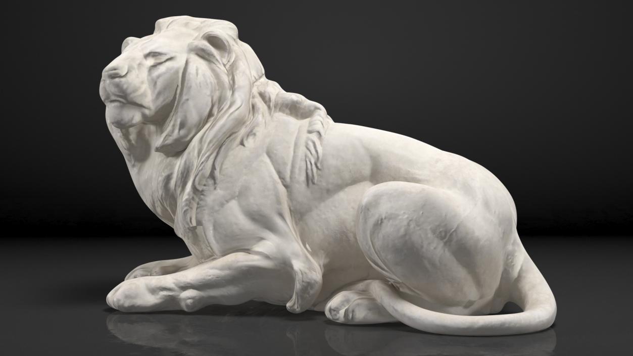 3D model White Outdoor Marble Lion Sculpture