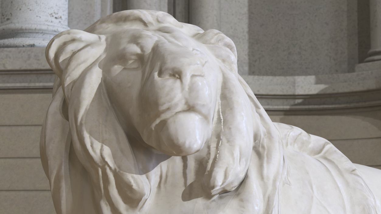 3D model White Outdoor Marble Lion Sculpture