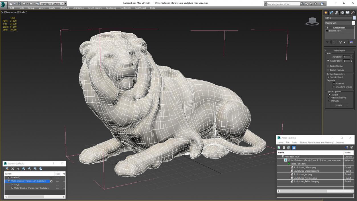 3D model White Outdoor Marble Lion Sculpture