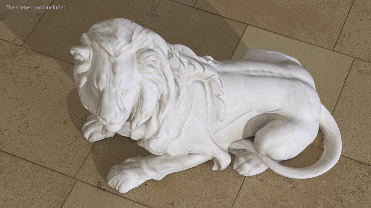 3D model White Outdoor Marble Lion Sculpture