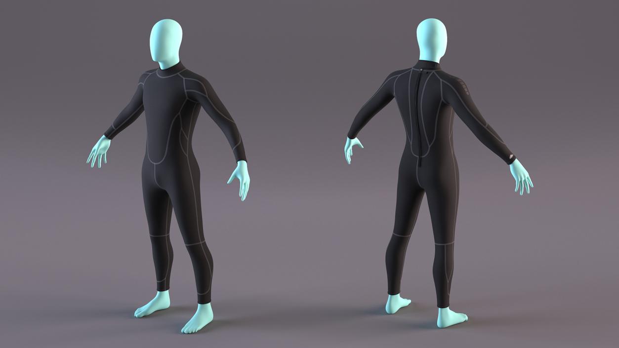 3D model Man Wetsuit Black Full Version