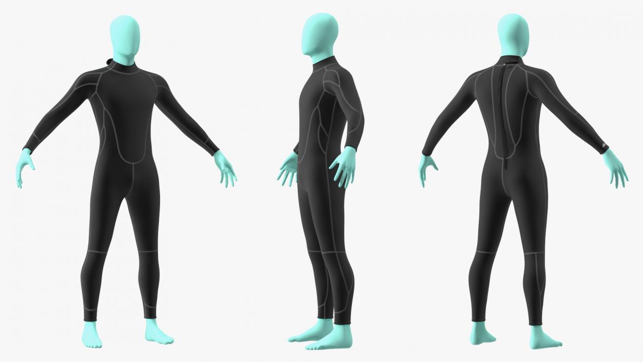 3D model Man Wetsuit Black Full Version