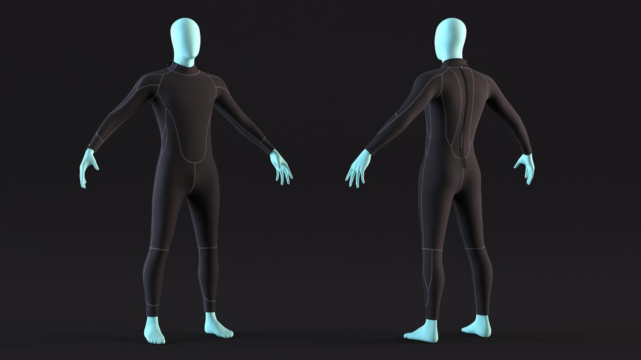 3D model Man Wetsuit Black Full Version