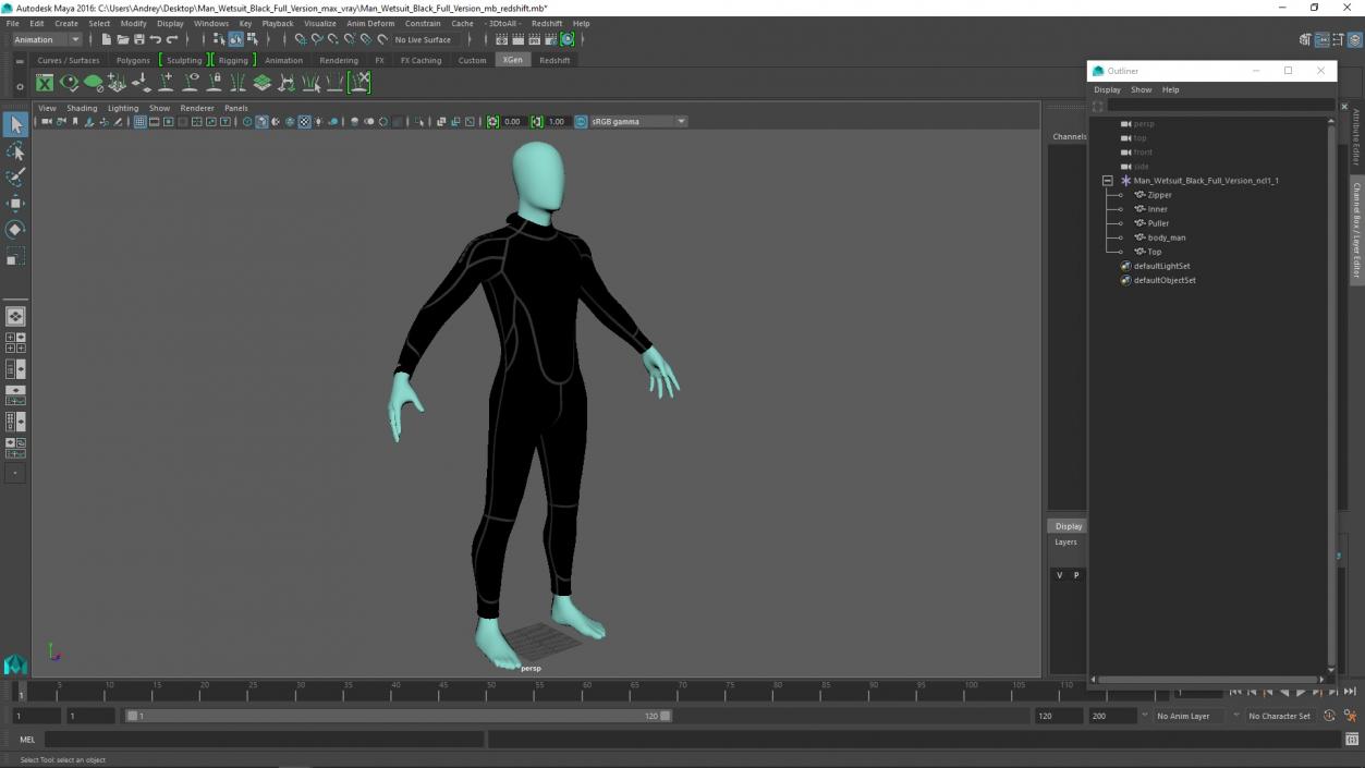 3D model Man Wetsuit Black Full Version