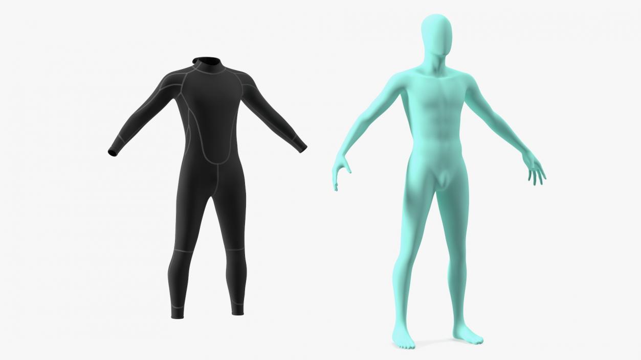 3D model Man Wetsuit Black Full Version