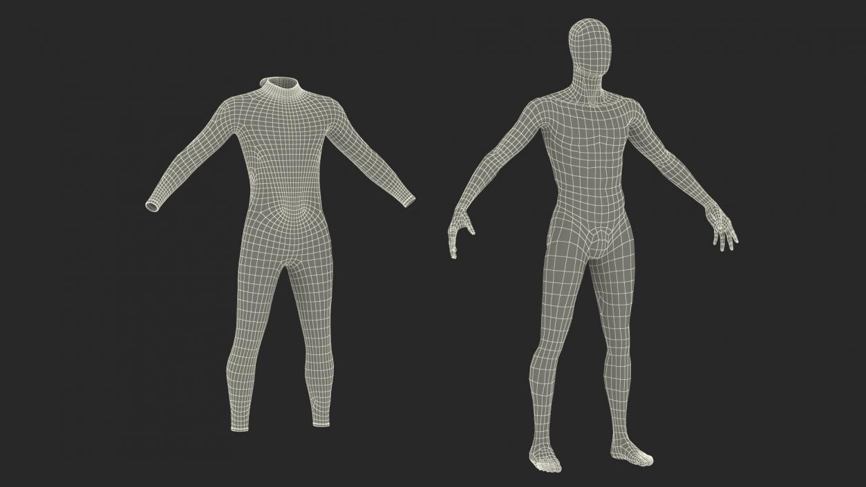 3D model Man Wetsuit Black Full Version