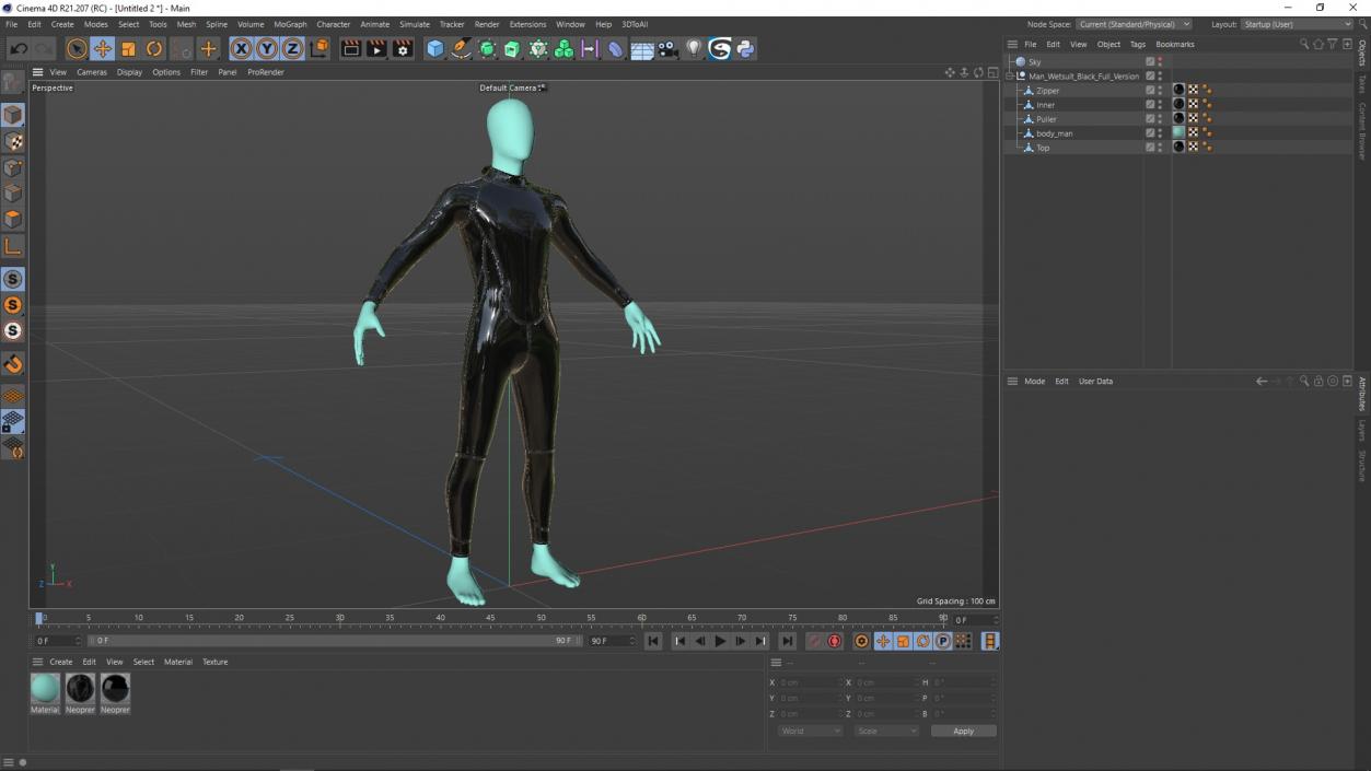 3D model Man Wetsuit Black Full Version