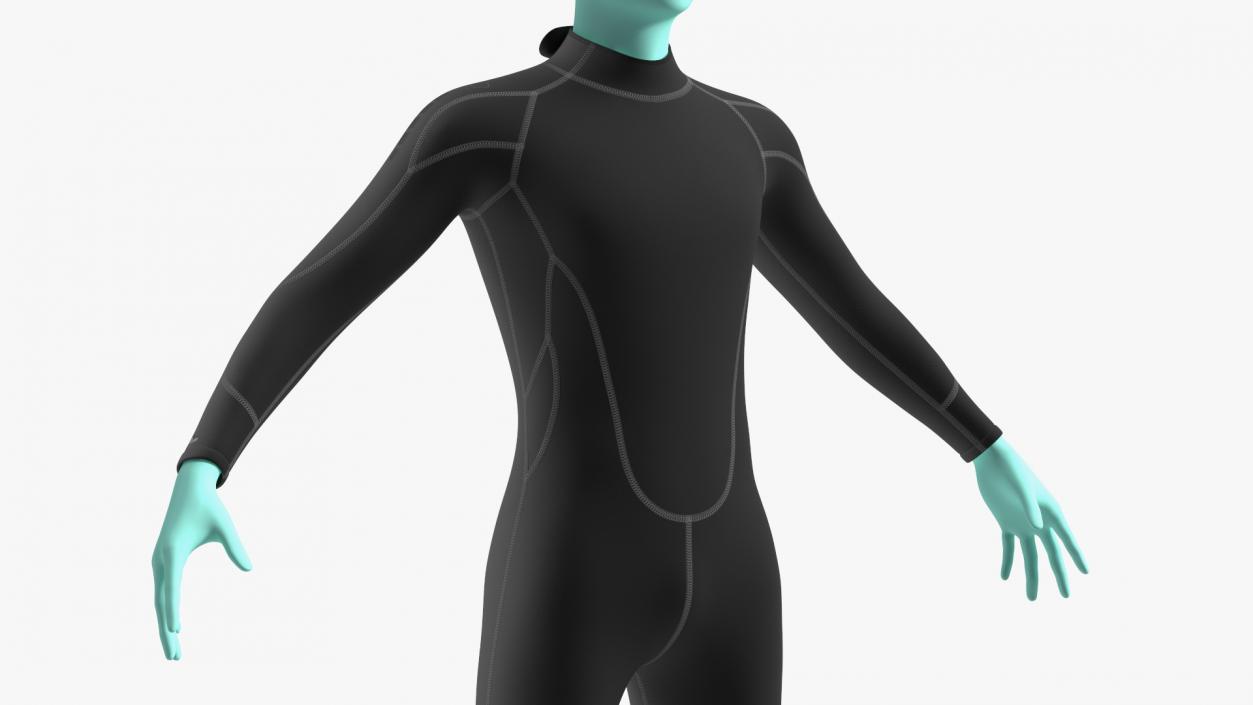 3D model Man Wetsuit Black Full Version