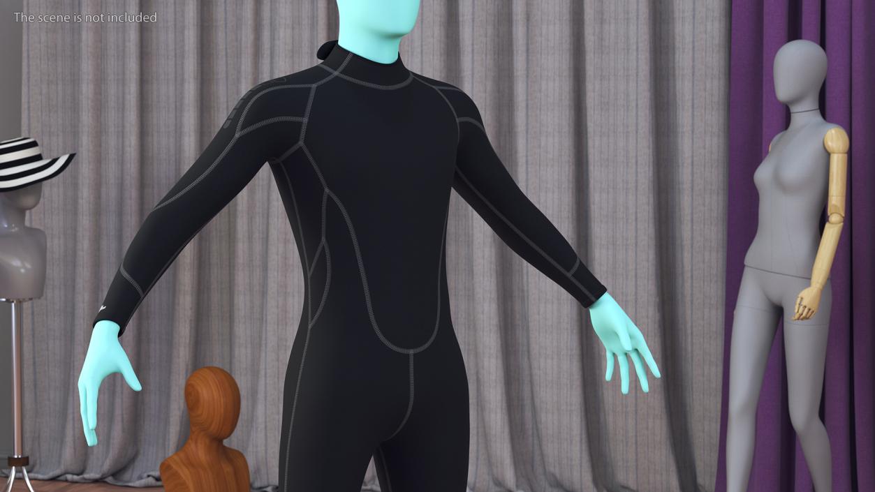 3D model Man Wetsuit Black Full Version