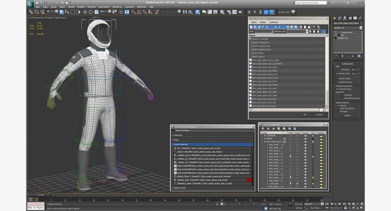 3D Futuristic Space Suit Rigged model