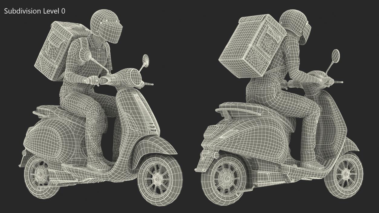 3D Food Delivery Man Riding Scooter Fur