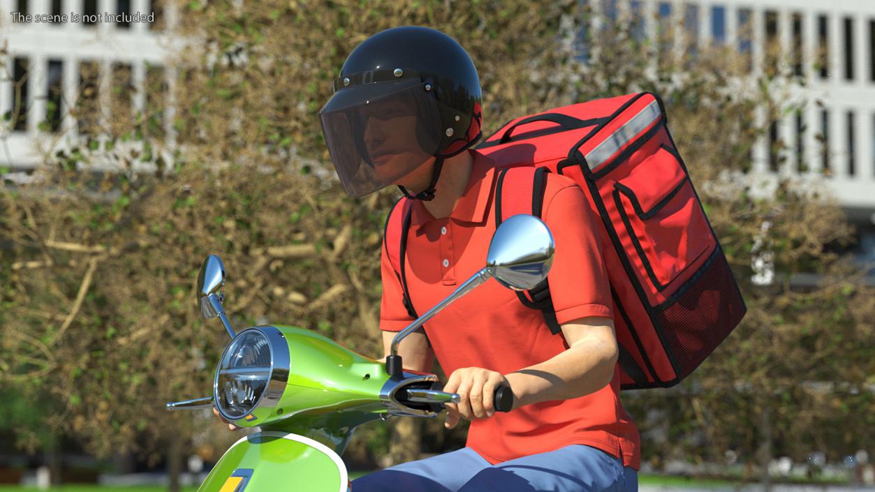 3D Food Delivery Man Riding Scooter Fur