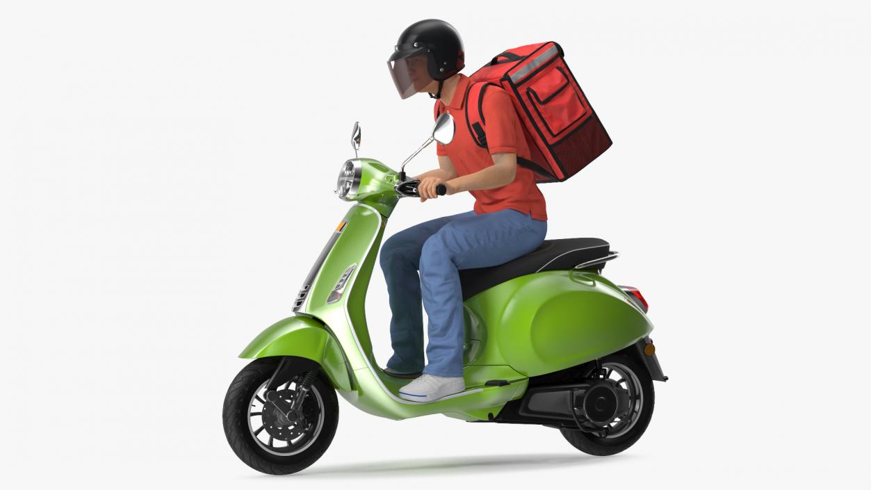 3D Food Delivery Man Riding Scooter Fur