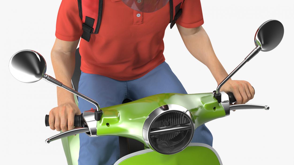 3D Food Delivery Man Riding Scooter Fur