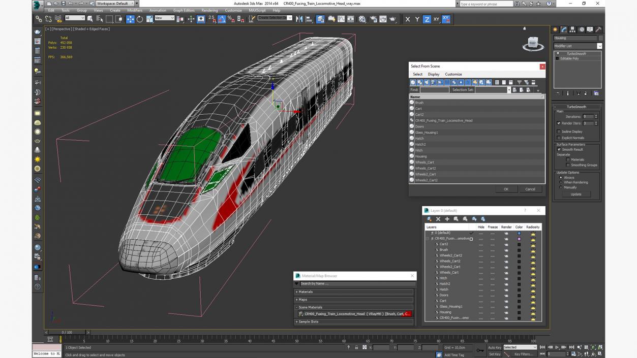 CR400 Fuxing Train Locomotive Head 3D model