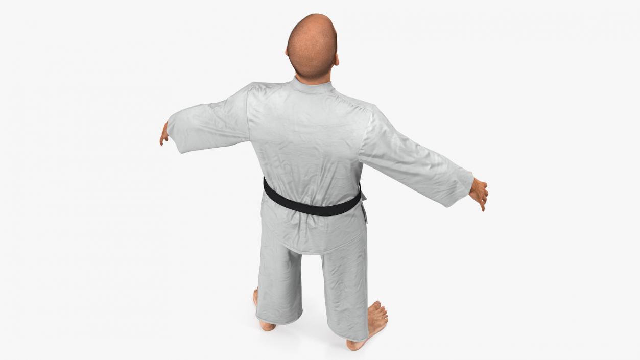 3D model Karate Fighter with Fur Rigged