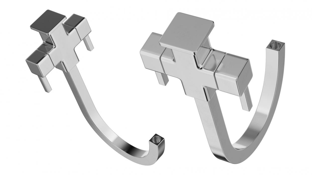 3D Monobloc Angular Dual Lever Kitchen Tap Chrome