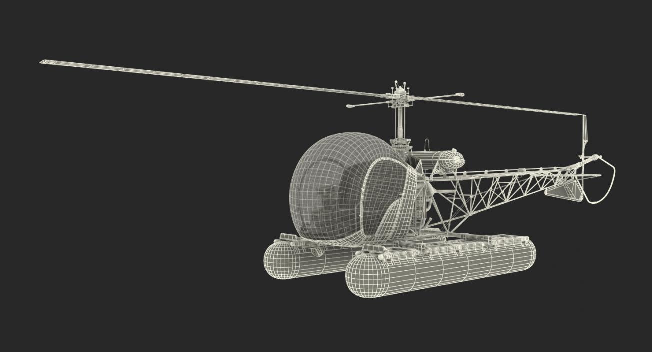 Bell 47 On Floats Rigged 3D model