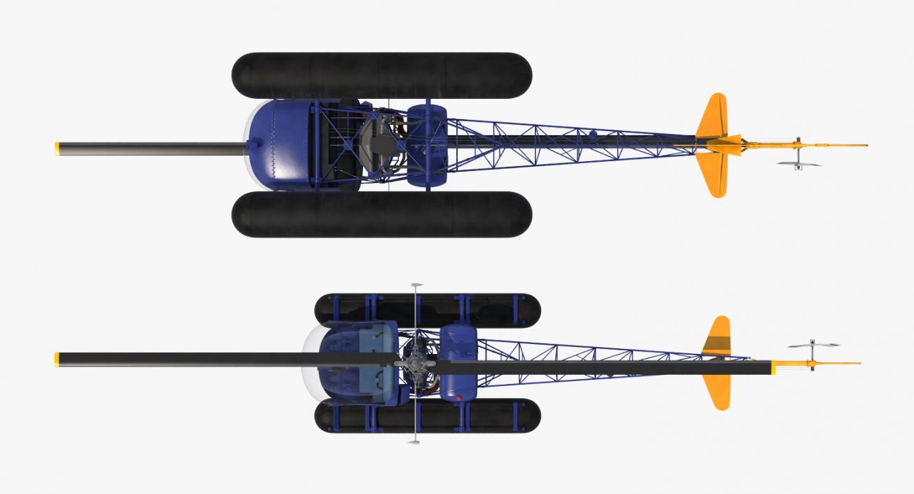 Bell 47 On Floats Rigged 3D model