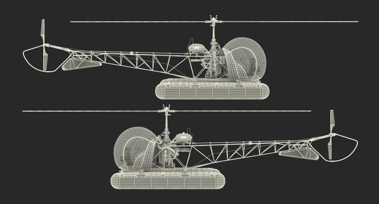 Bell 47 On Floats Rigged 3D model