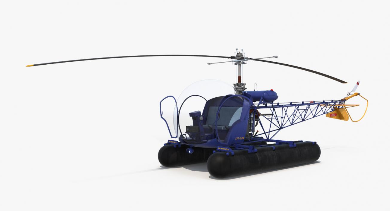 Bell 47 On Floats Rigged 3D model