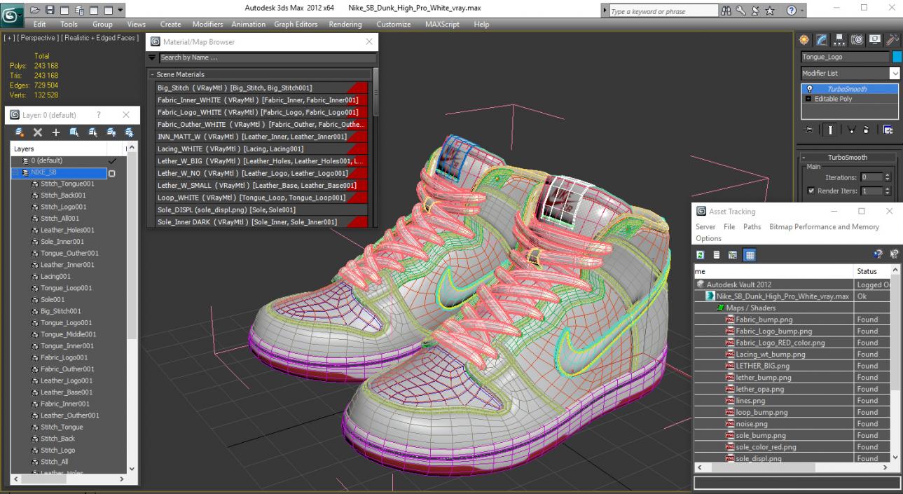 Nike SB Dunk High Pro White 3D