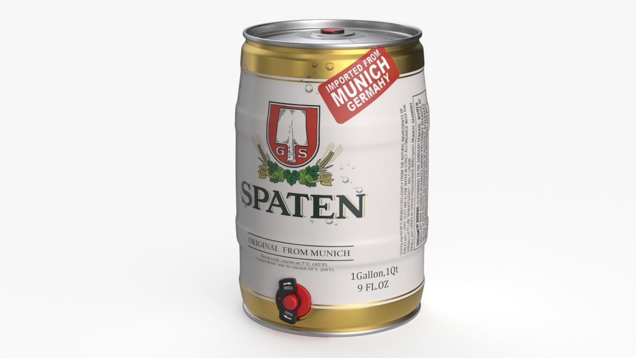 3D Spaten Beer 5 Liter Barrel 2 model