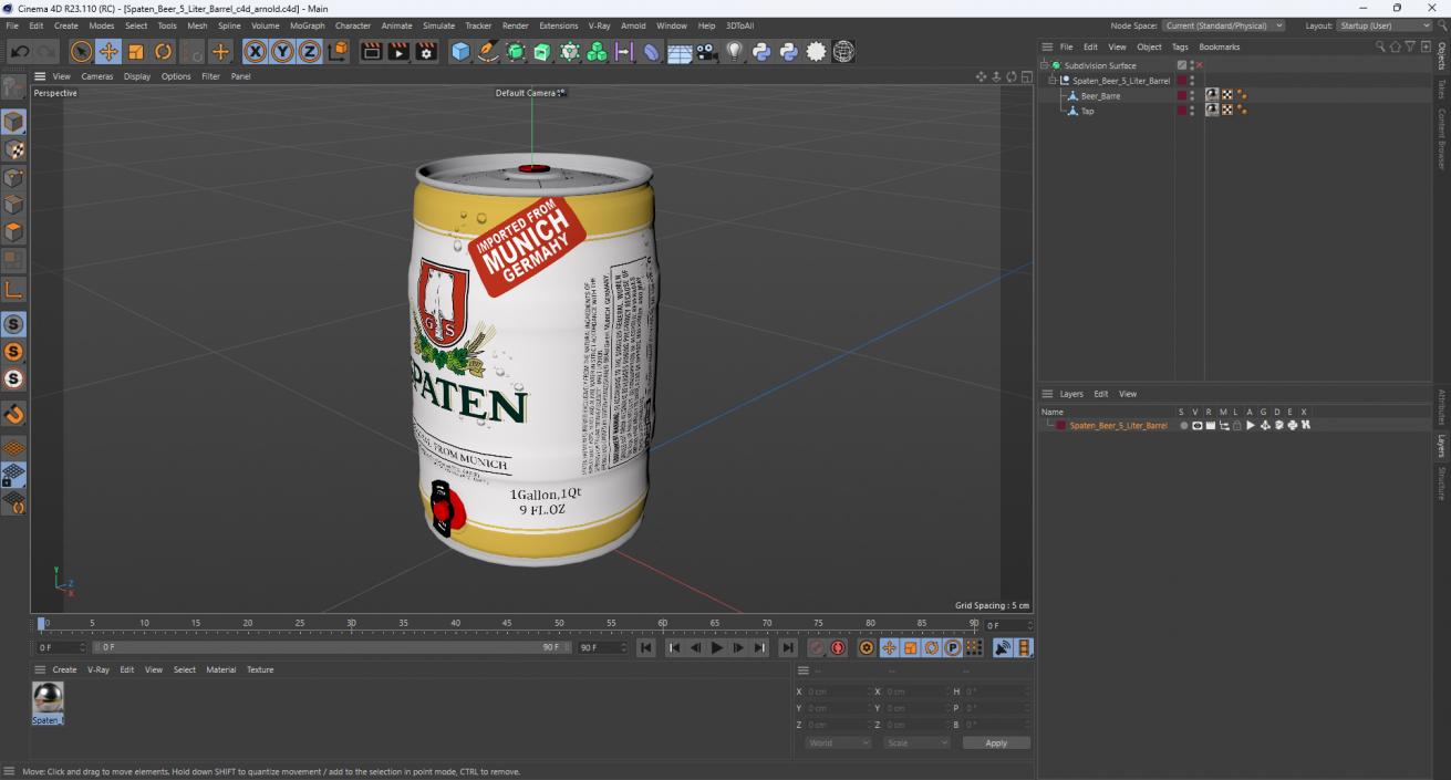 3D Spaten Beer 5 Liter Barrel 2 model