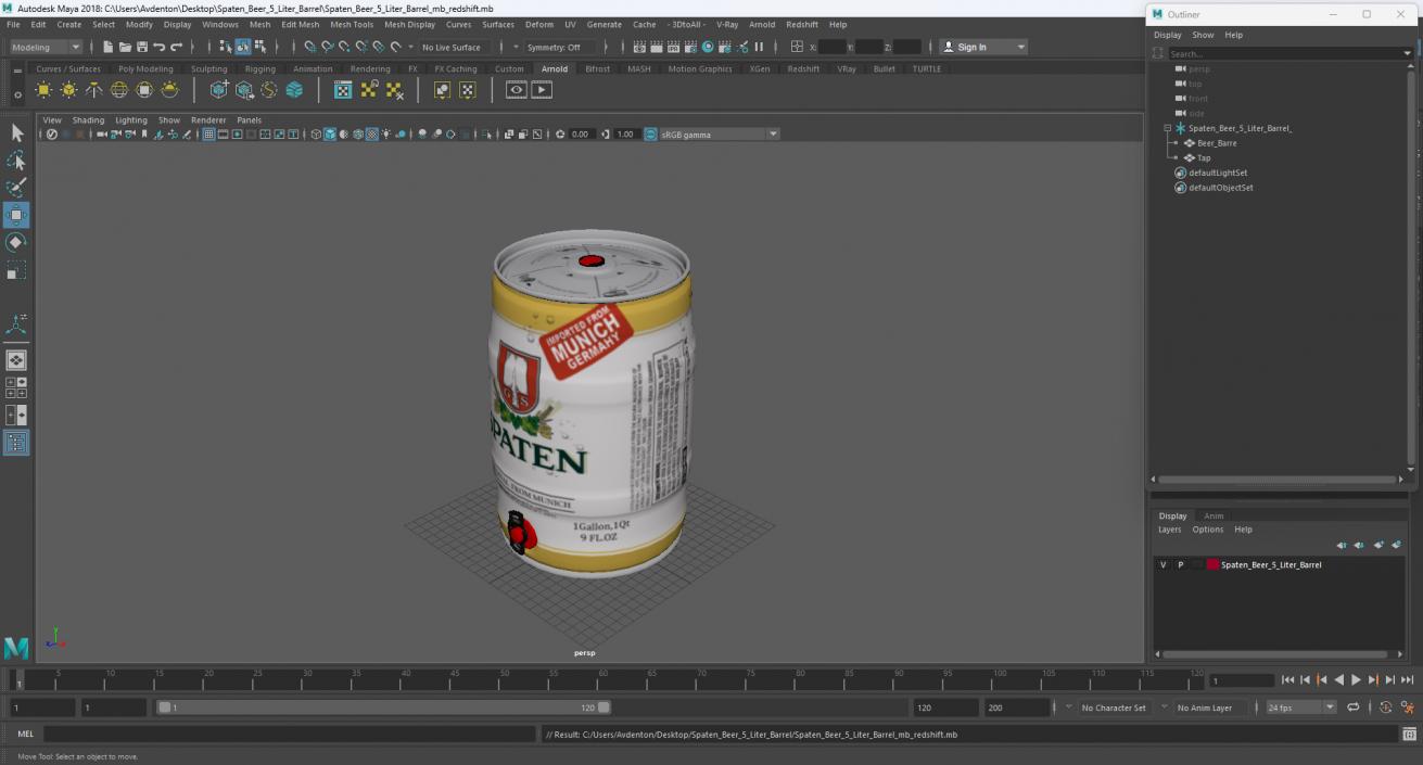 3D Spaten Beer 5 Liter Barrel 2 model