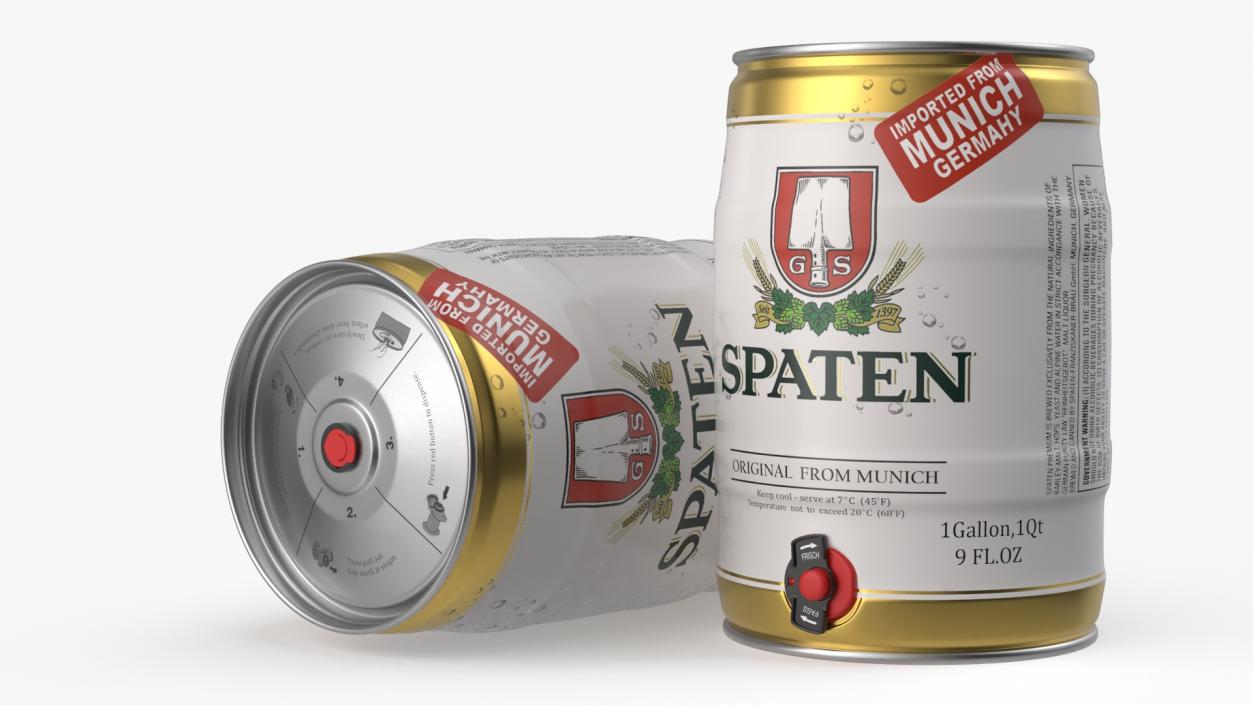 3D Spaten Beer 5 Liter Barrel 2 model