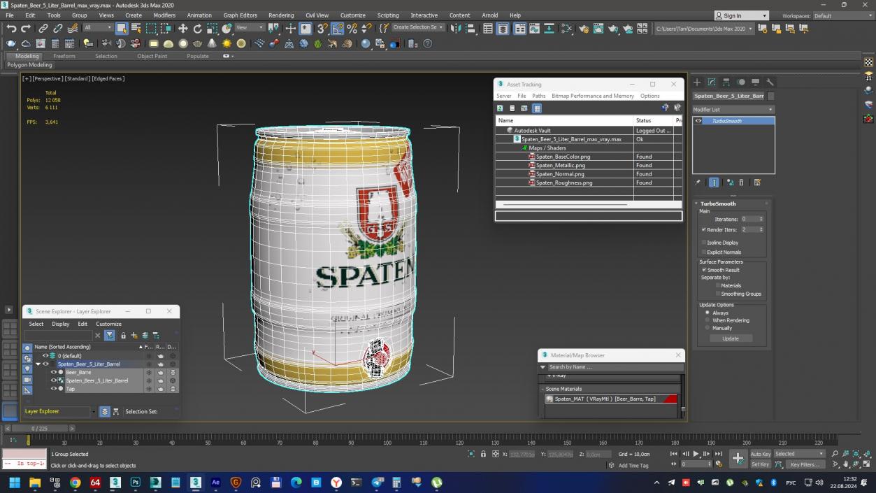 3D Spaten Beer 5 Liter Barrel 2 model