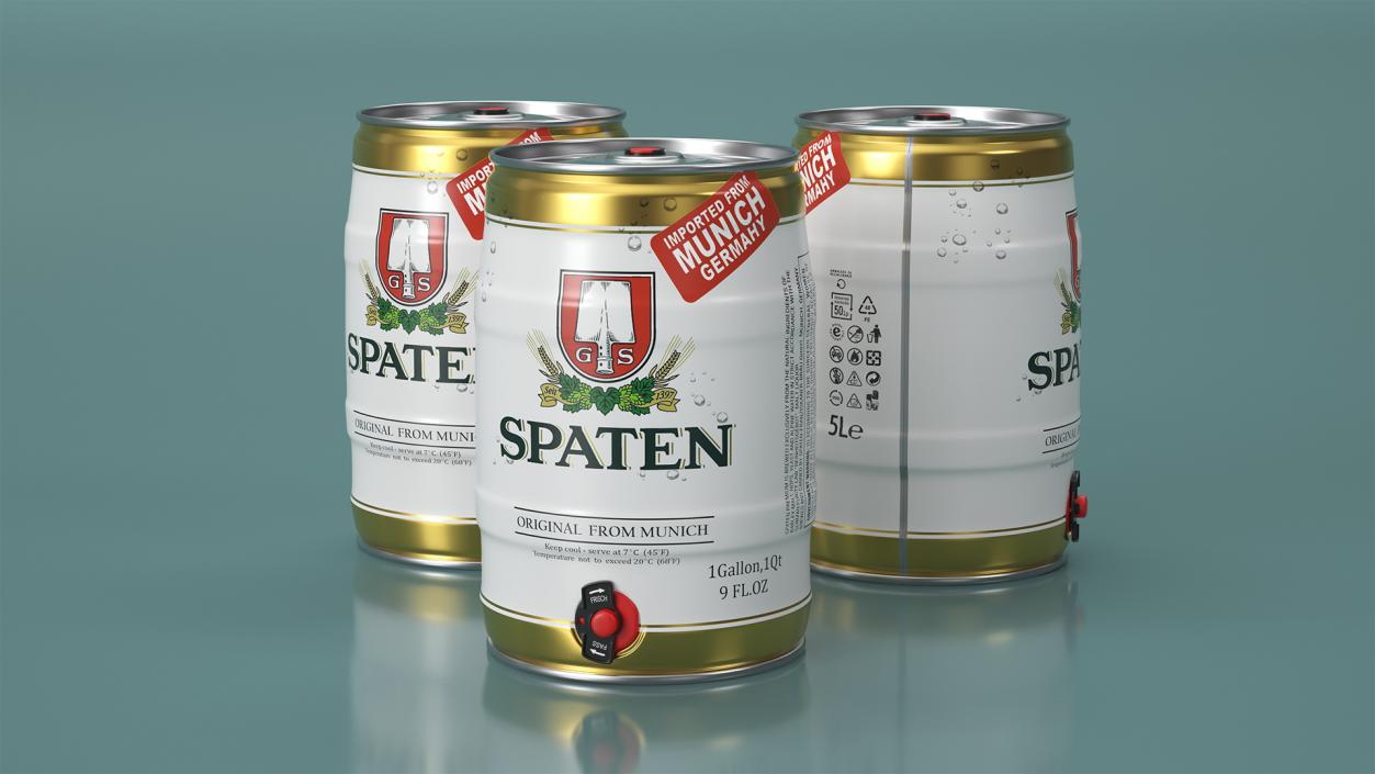 3D Spaten Beer 5 Liter Barrel 2 model