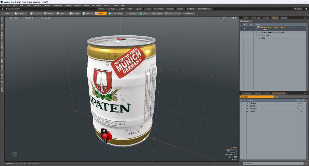 3D Spaten Beer 5 Liter Barrel 2 model