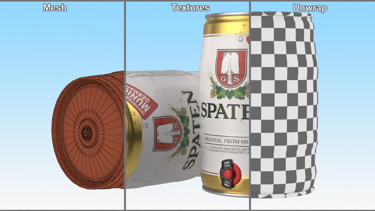 3D Spaten Beer 5 Liter Barrel 2 model