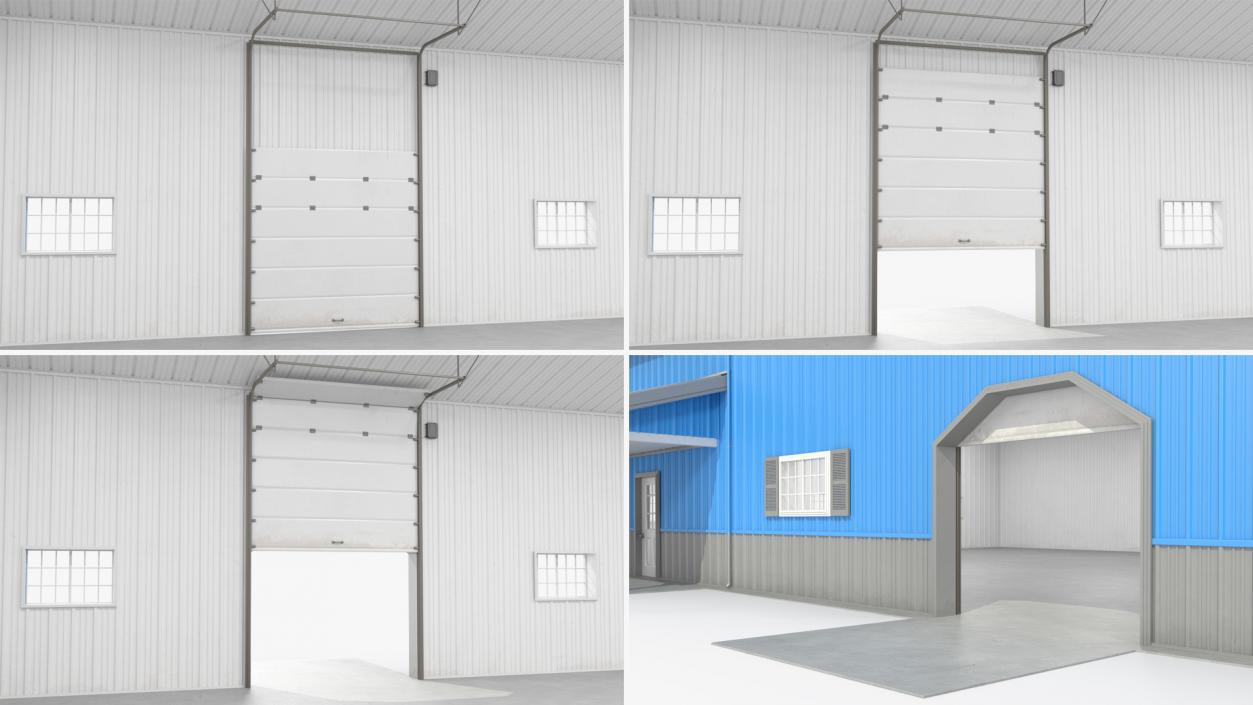 3D Personal Airplane Hangar Blue Rigged