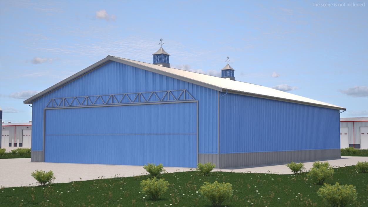 3D Personal Airplane Hangar Blue Rigged