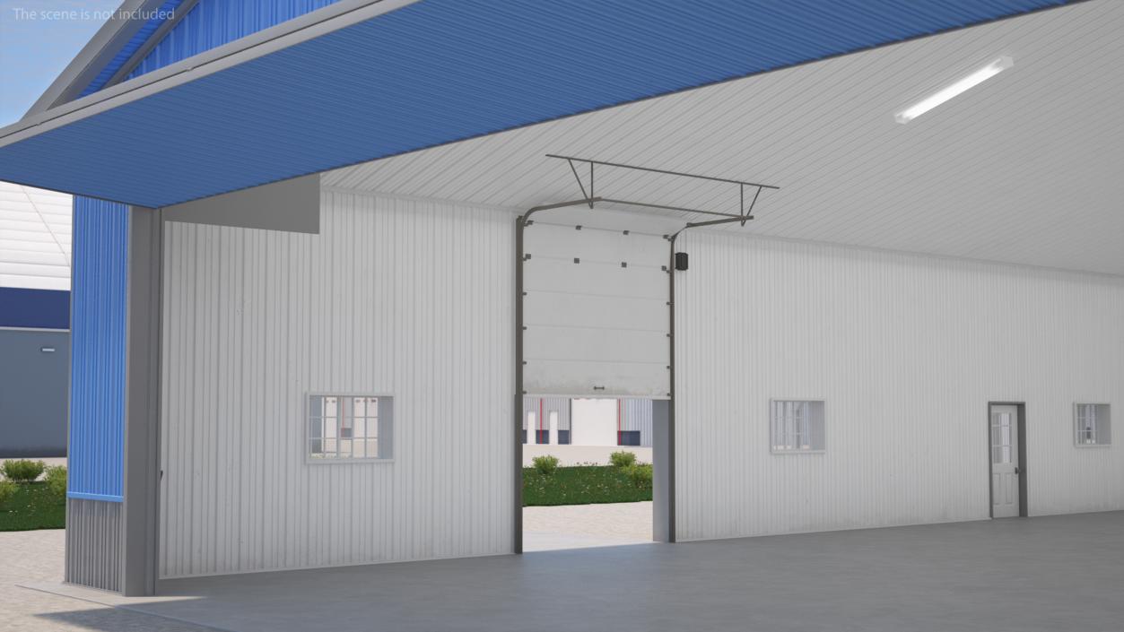 3D Personal Airplane Hangar Blue Rigged