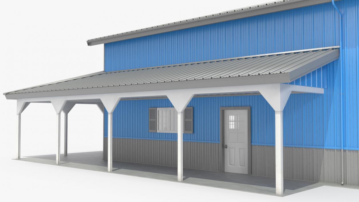 3D Personal Airplane Hangar Blue Rigged