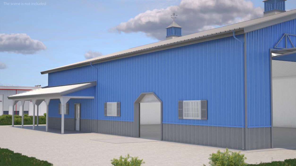 3D Personal Airplane Hangar Blue Rigged