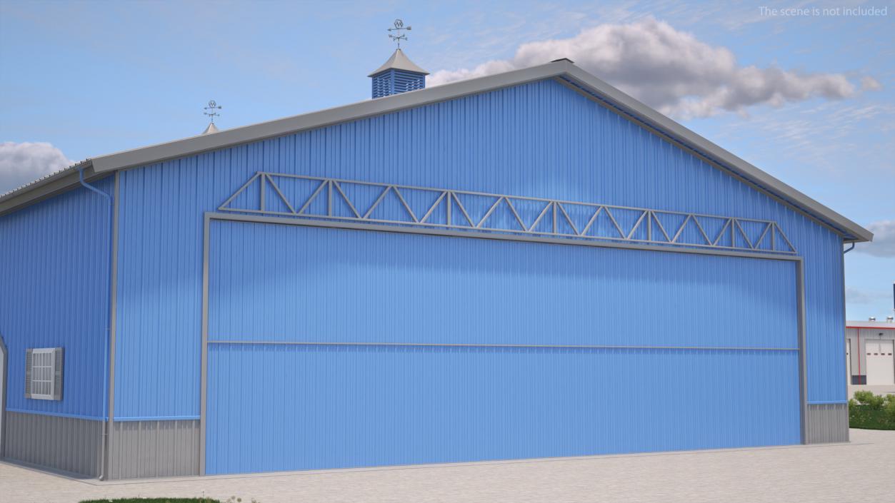 3D Personal Airplane Hangar Blue Rigged