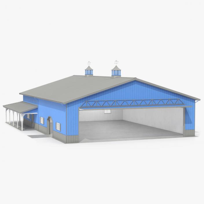 3D Personal Airplane Hangar Blue Rigged