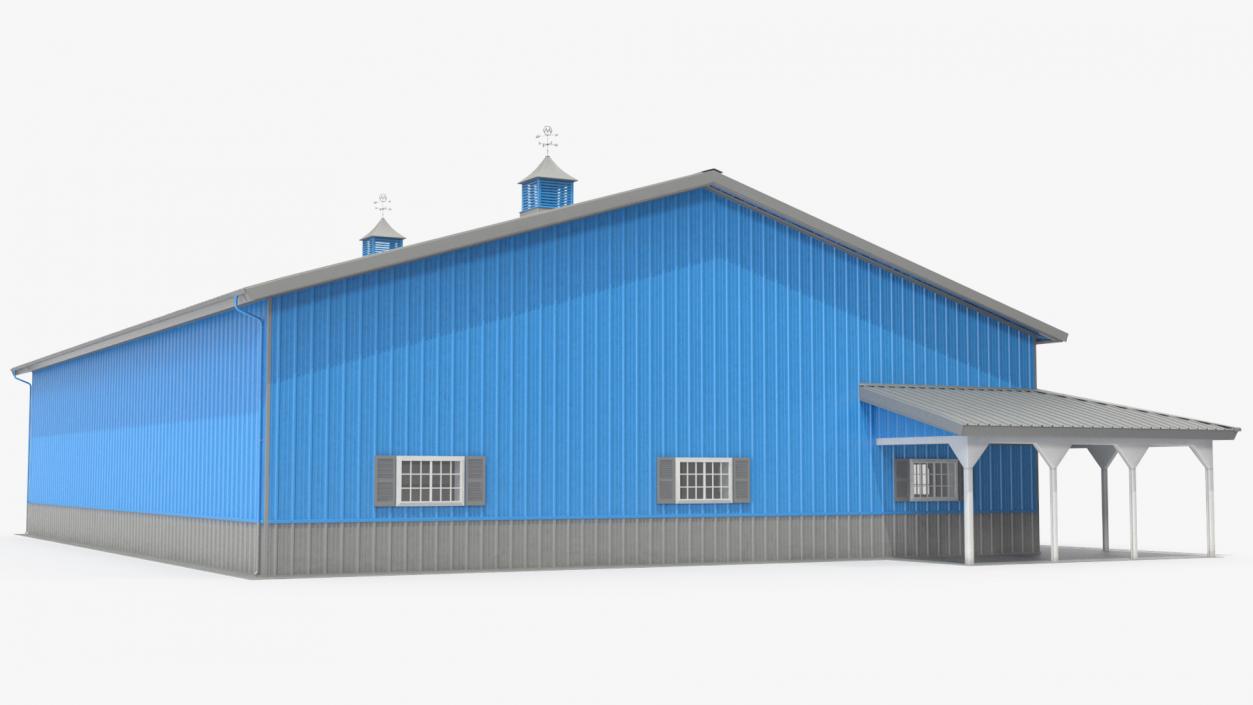 3D Personal Airplane Hangar Blue Rigged