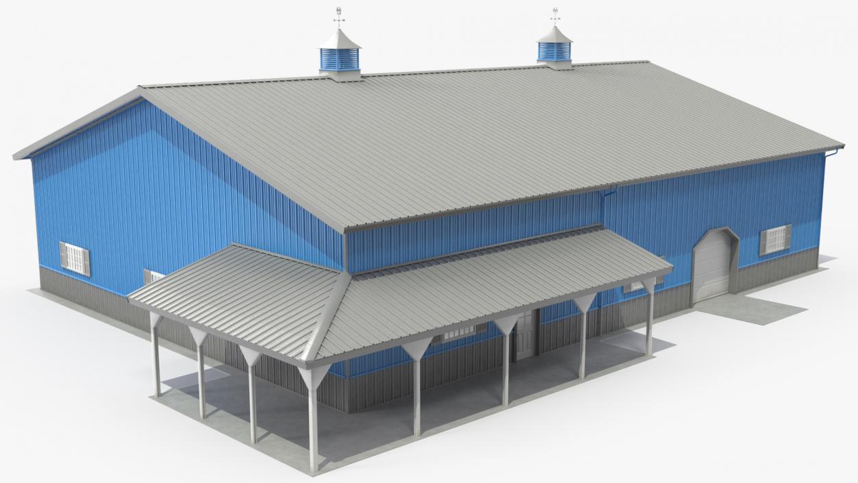 3D Personal Airplane Hangar Blue Rigged