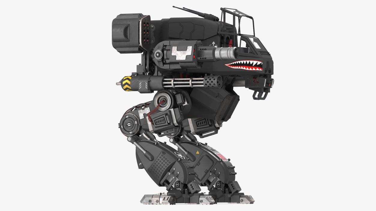 Walking Black Combat Robot Empty Rigged 3D model