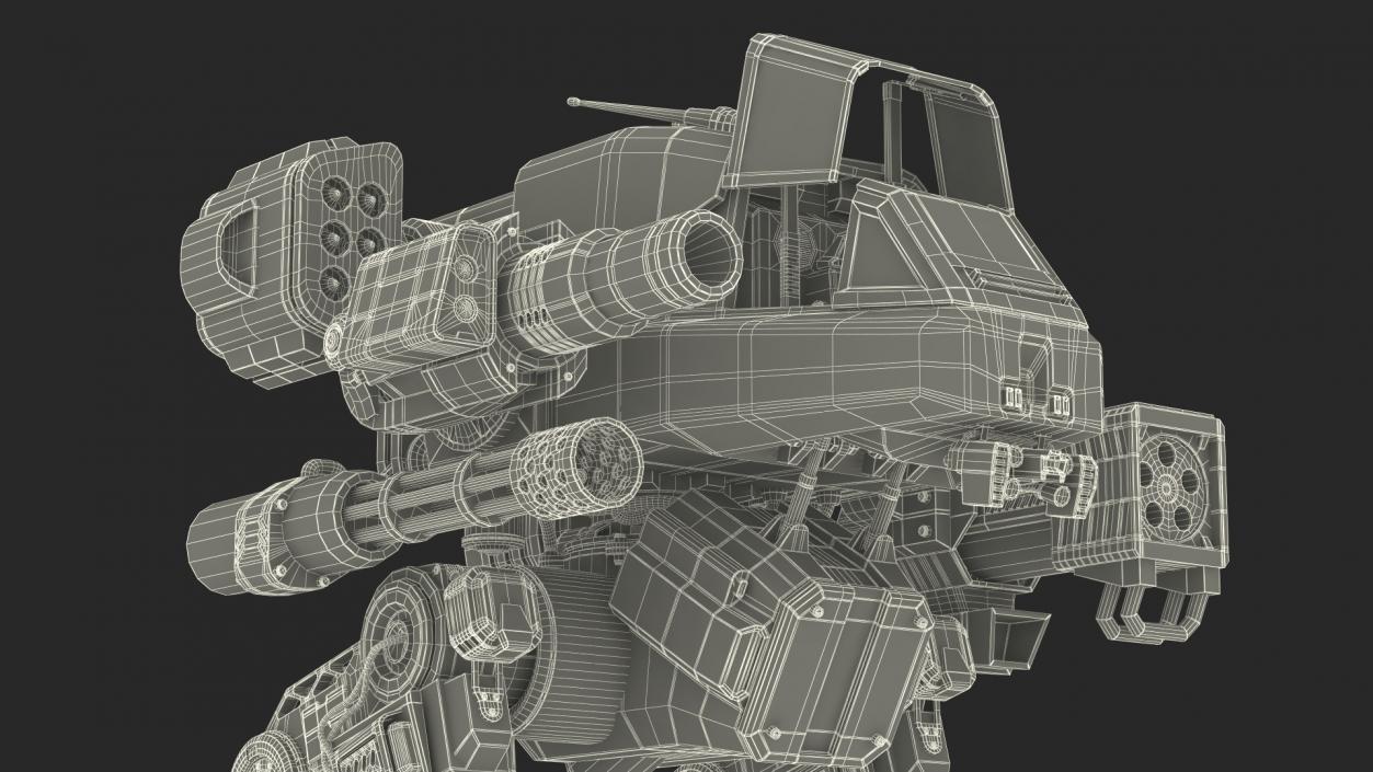 Walking Black Combat Robot Empty Rigged 3D model