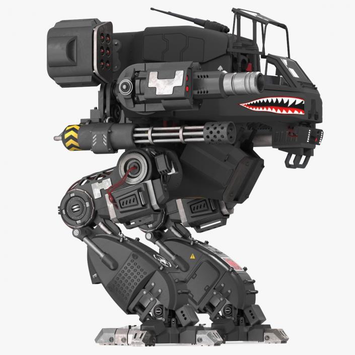 Walking Black Combat Robot Empty Rigged 3D model