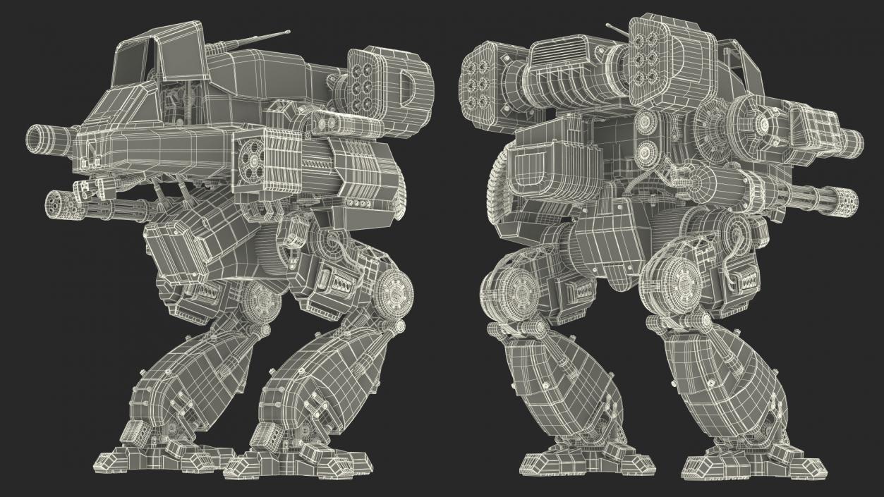 Walking Black Combat Robot Empty Rigged 3D model