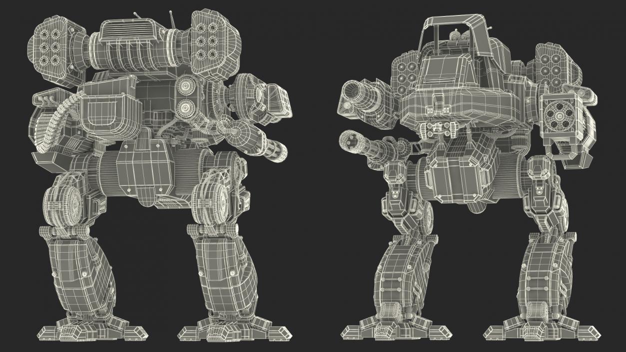 Walking Black Combat Robot Empty Rigged 3D model